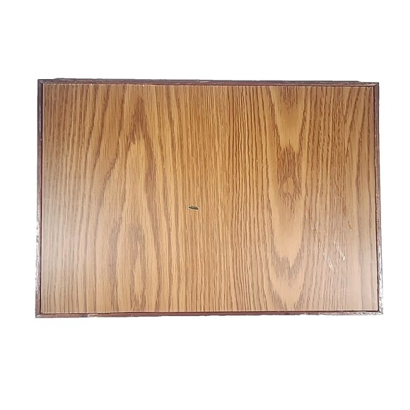 Vintage Wooden TV Tray White Swan Lap Desk Food Tray With Handles MCM 17"X12" - Picture 4 of 10